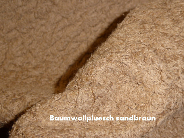 Zuschnitt Helmbold Baumwollplüsch, sandbraun,  Flor ca. 8 mm