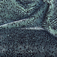 Reststück Bärenplüsch / Teddyfell - Flor ca. 10 mm, grünblau Raubtierdruck gemustert - 0,50 x 0,70 m