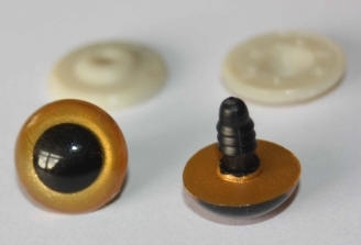 Sicherheitsaugen orange-gelb metallic m. schwarzer Pupille - Augen aus Kunststoff, 1 Paar